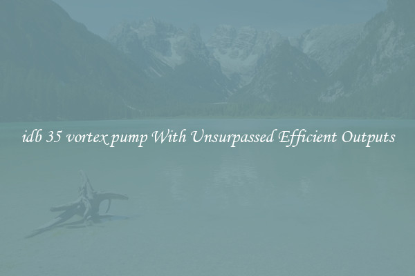 idb 35 vortex pump With Unsurpassed Efficient Outputs